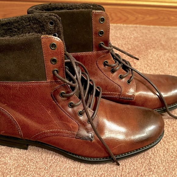 Men’s ankle leather lace up boots - Picture 1 of 7